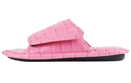 Balenciaga Home Crocodile Pattern Calfskin Mules Pink Women's