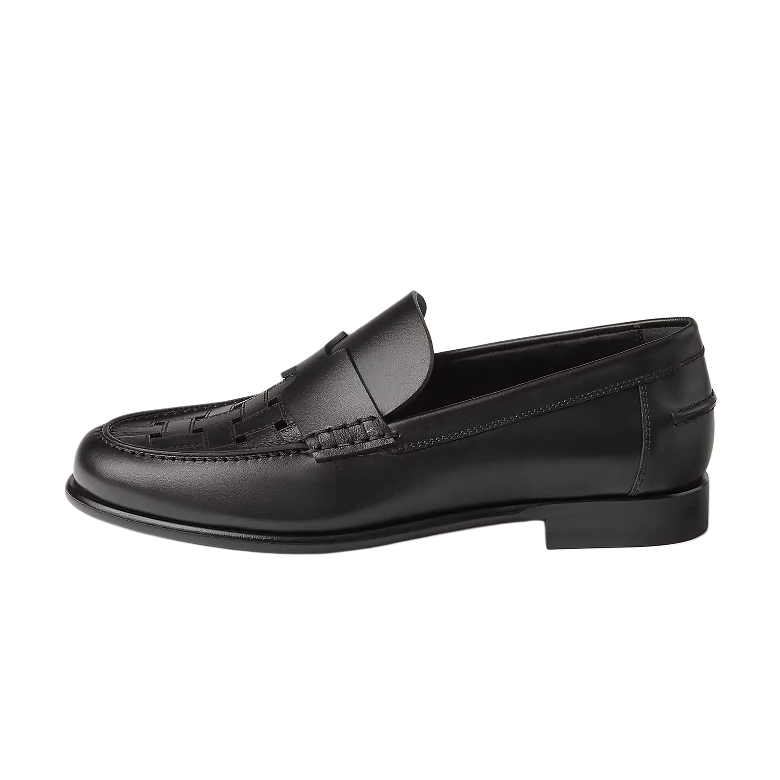HERMES Kennedy Leather Loafers Men's Black