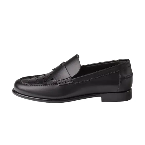 HERMES Kennedy Leather Loafers Men's Black