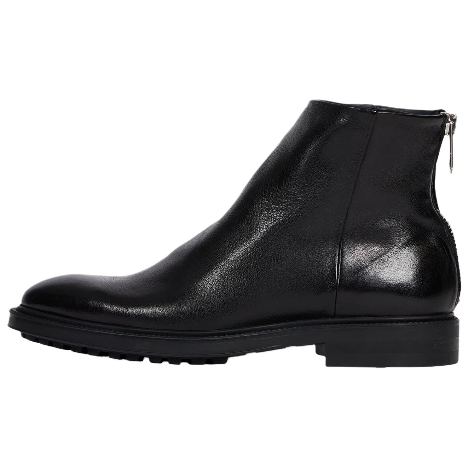 Paul Smith Paul Smith Nik leather round toe zipper boots men's black