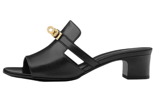 HERMES Candy High Heel Quick Dry Slide Slippers Women's Black