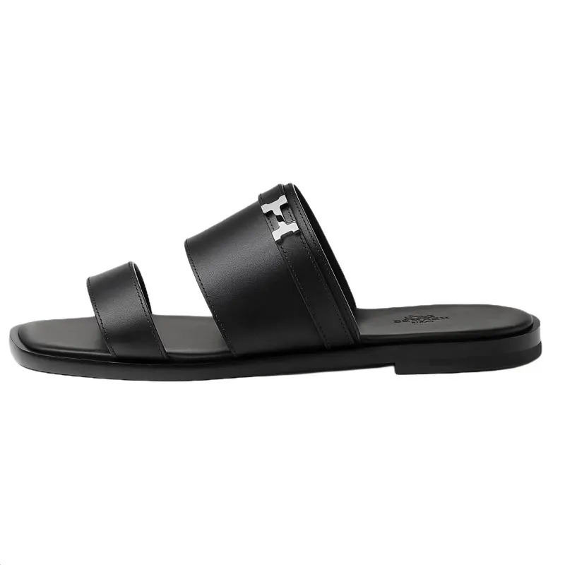 HERMES Slide Slippers Men's Black
