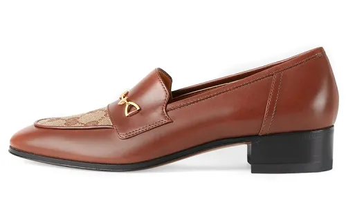 GUCCI 100th Anniversary Leather Loafers Women's Brown