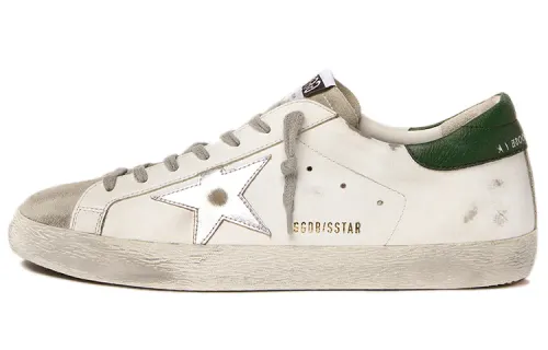 Golden Goose Super Star Cow Leather Low top Stylish Skateboarding Shoes Men's White Green
