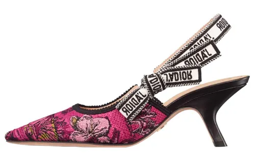 DIOR J'Adior Cotton Fabric Slim Heel High Heels 6.5cm Women's Pink