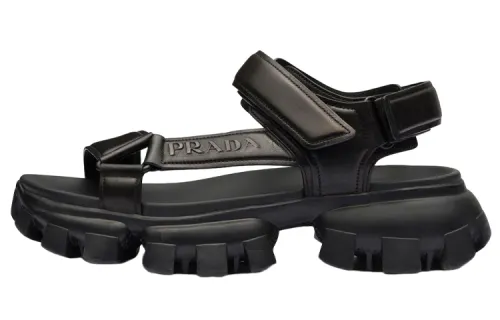 PRADA Thunder Sport 50mm Sandals Black Nappa Leather