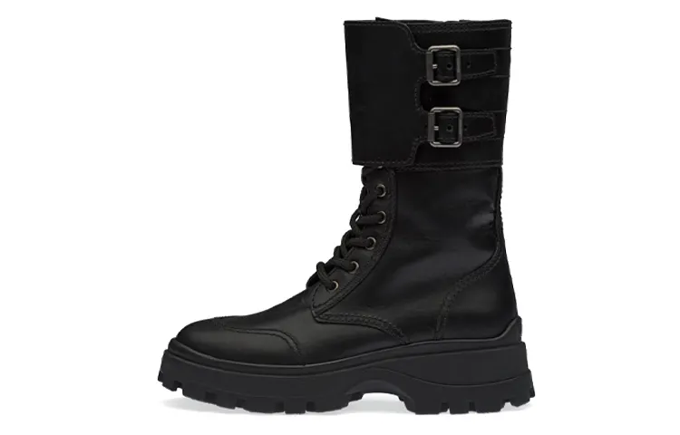 MIU MIU Leather Knee high Boots Women's Black