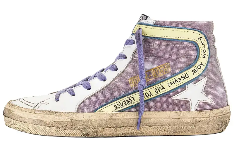 Golden Goose Slide Cinderella Stylish Skateboarding Shoes Women's Purple White