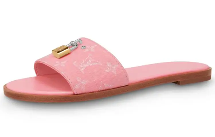LOUIS VUITTON Lock It Slide Slippers Women's Pink