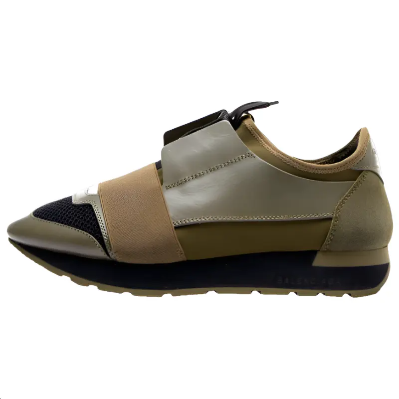 Balenciaga Race Runner Leather Low top Casual Shoes Men's Green