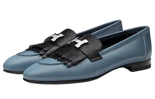 HERMES Royal Leather Casual Shoes Women's Blue