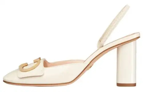 DIOR Patent Leather Minimalist Fashion Chunky Heel High Heels Women's White