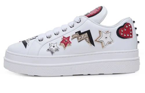 PRADA Women's Robot Leather Platform 'Heart Patches'