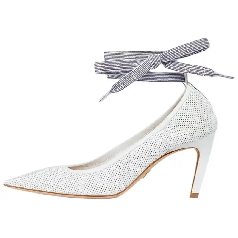 DIOR D Journey Slim Heel High Heels 8cm Women's White