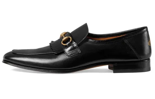 GUCCI Horsebit Leather Casual Shoes Men's Black