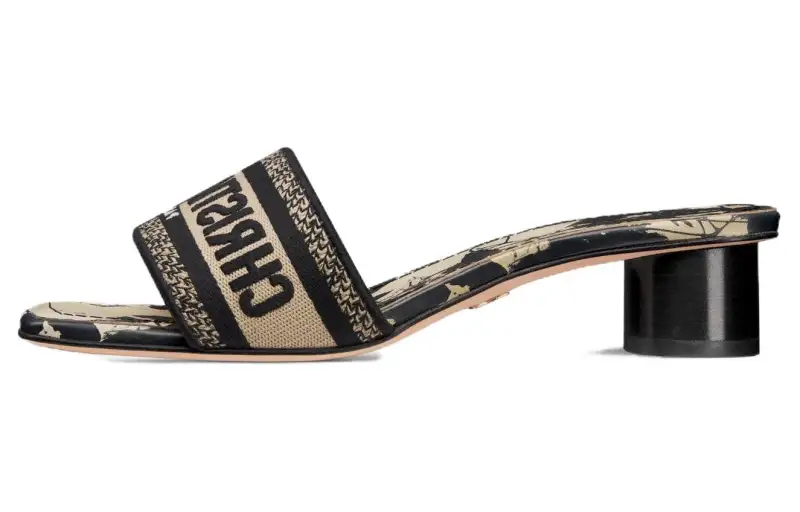 DIOR Dway Antibacterial Slide Slippers Women's Black Beige