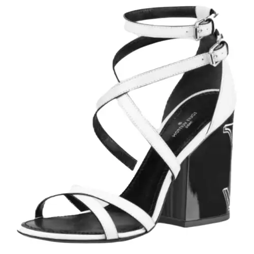 LOUIS VUITTON Topmost One Strap Sandals 10cm Women's White