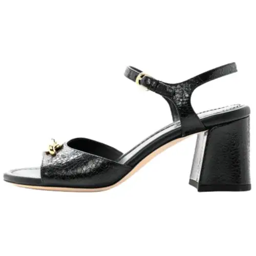 LOUIS VUITTON Edge Leather Fashion Trend One Strap Sandals Women's Black
