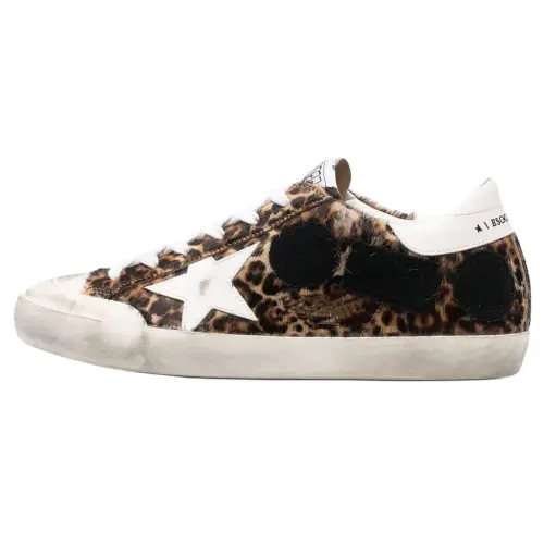 Golden Goose Super Star Leather Low top Skateboard Shoes Women's Leopard Print Distressed