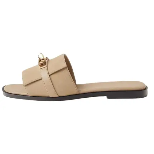 HERMES Giulia Slide Slippers 1cm Women's Brown