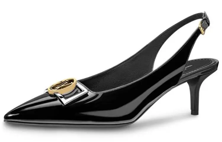 LOUIS VUITTON Insider Leather, Patent Leather Slim Heel High Heels 5.5cm Women's Black