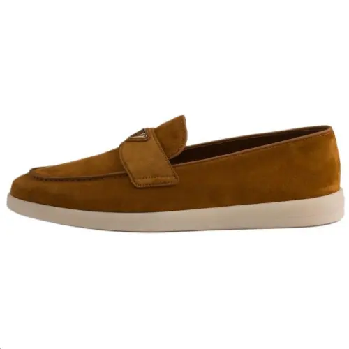 PRADA Suede Loafers Men's Brown