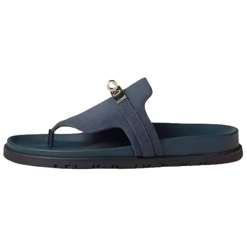 HERMES Empire Slip on Flip Flops Women's Dark Blue
