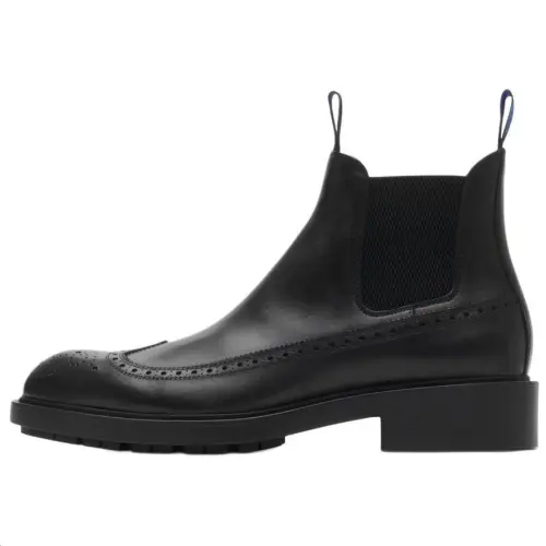 Burberry Loch Calfskin Ankle Length Chelsea Boots Men's Black