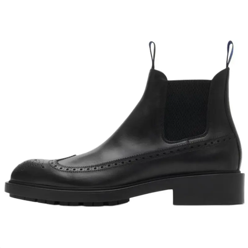 Burberry Loch Calfskin Ankle Length Chelsea Boots Men's Black