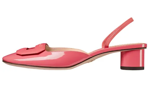 DIOR Leather Block Heel High Heels 3.5cm Women's Pink