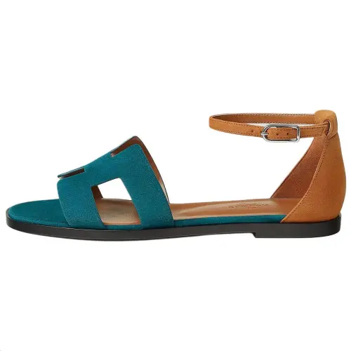 HERMES Santorini One Strap Sandals Women's Blue Brown