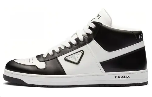PRADA Downtown Leather High top Skateboard Shoes Men's Black