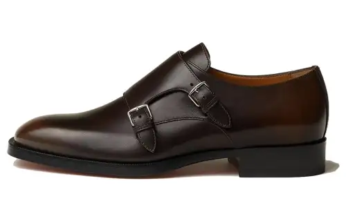 HERMES Hugues Leather Dress Shoes Men's Brown