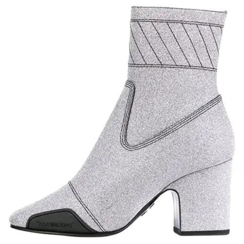 OFF WHITE Leather Ankle Boots Women's Gray