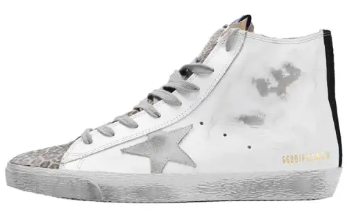 Golden Goose Skateboard Shoes Women's White Leopard Print