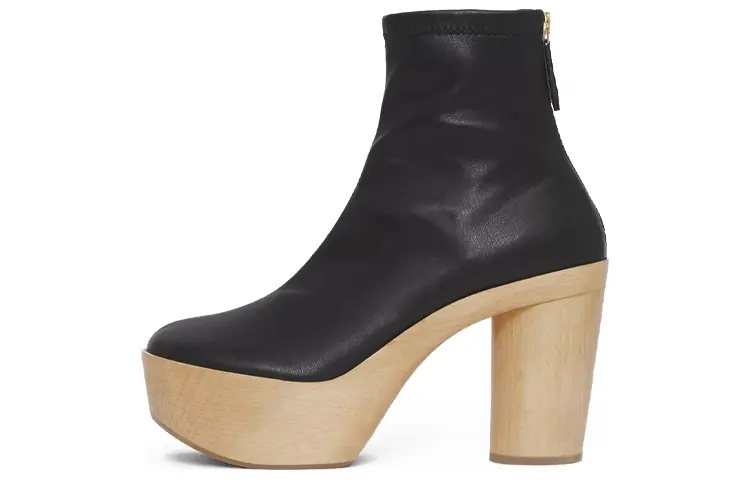 Burberry Kenwood Sheepskin Ankle Boots Women's Black