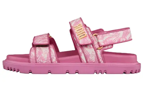 DIOR DiorAct Leather Beach Sandals Women's Pink