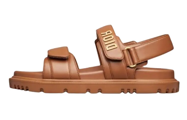 DIOR DiorAct Leather One Strap Sandals Women's Brown