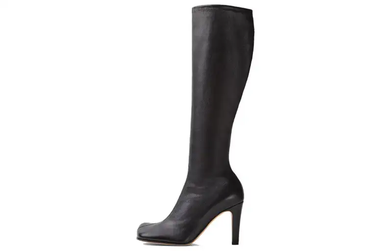 Bottega Veneta BV BLOC Leather Knee high Boots 9cm Women's Black