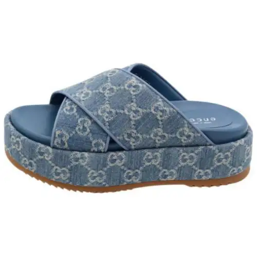 Gucci Wmns Gg Platform Slide Sandal 'Light Blue Denim' Women's