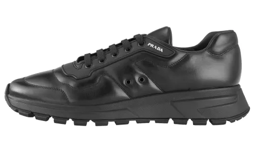 PRADA Leather Fashion Low top Athletic Shoes Men's Black