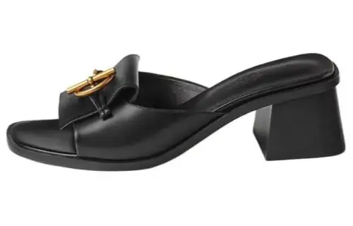 HERMES Quiet Slide Slippers Women's Black
