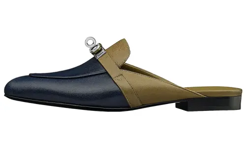 HERMES Oz Closed Toe Slippers Women's Blue Green
