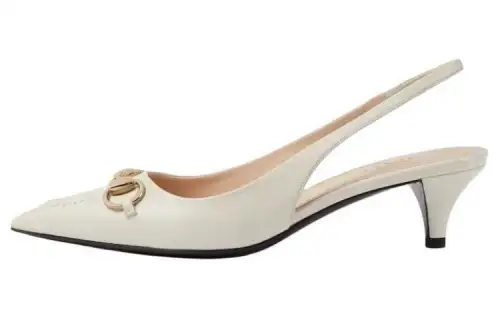 GUCCI Horsebit 24 Spring Summer Collection Leather Cone Heel High Heels 4.5cm Women's Beige
