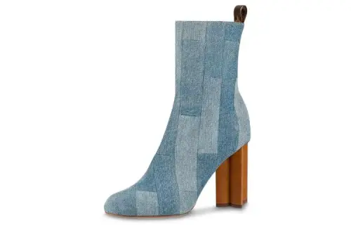 LOUIS VUITTON Silhouette Denim Ankle Boots Women's Denim Blue