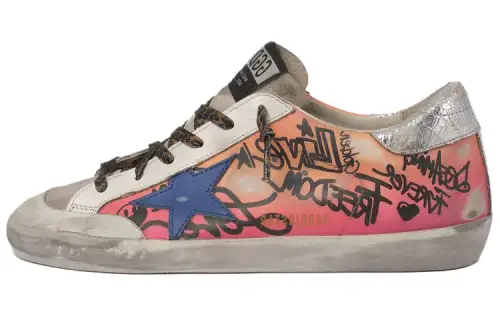 Golden Goose Super Star Stylish Skateboarding Shoes Women's Pink Silver Distressed