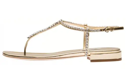 MIU MIU Leather One Strap Sandals Women's Gold