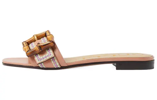 GUCCI Flat Slide Slippers Women's Beige