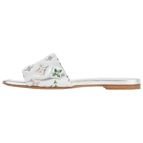 LOUIS VUITTON Revival Slip on Slide Slippers Women's Silver