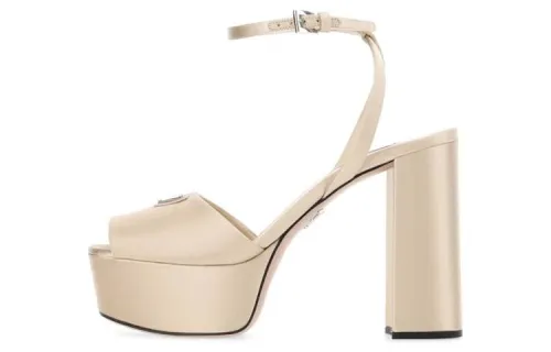 PRADA Leather One Strap Sandals Women's Light Umber